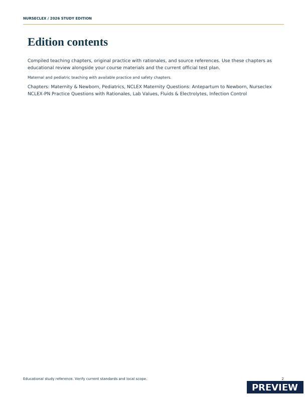 The Maternal-Newborn & Pediatric Core Review - Contents