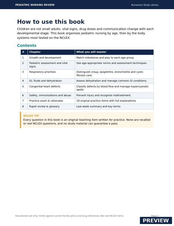 Pediatric Nursing Review - Contents