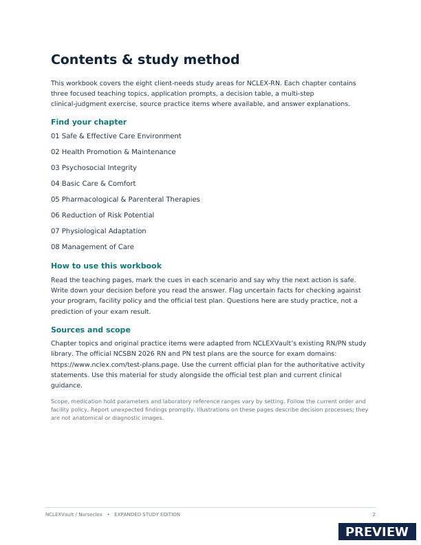 NCLEX-RN 2026 Clinical Judgment Study Workbook - Contents