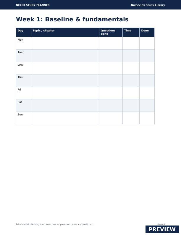 NCLEX Study Planner - Page 4